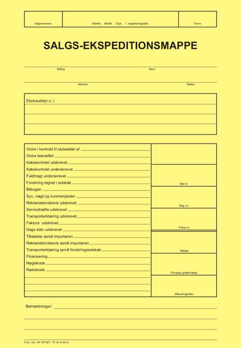 F132 Salgs-ekspeditionsmappe